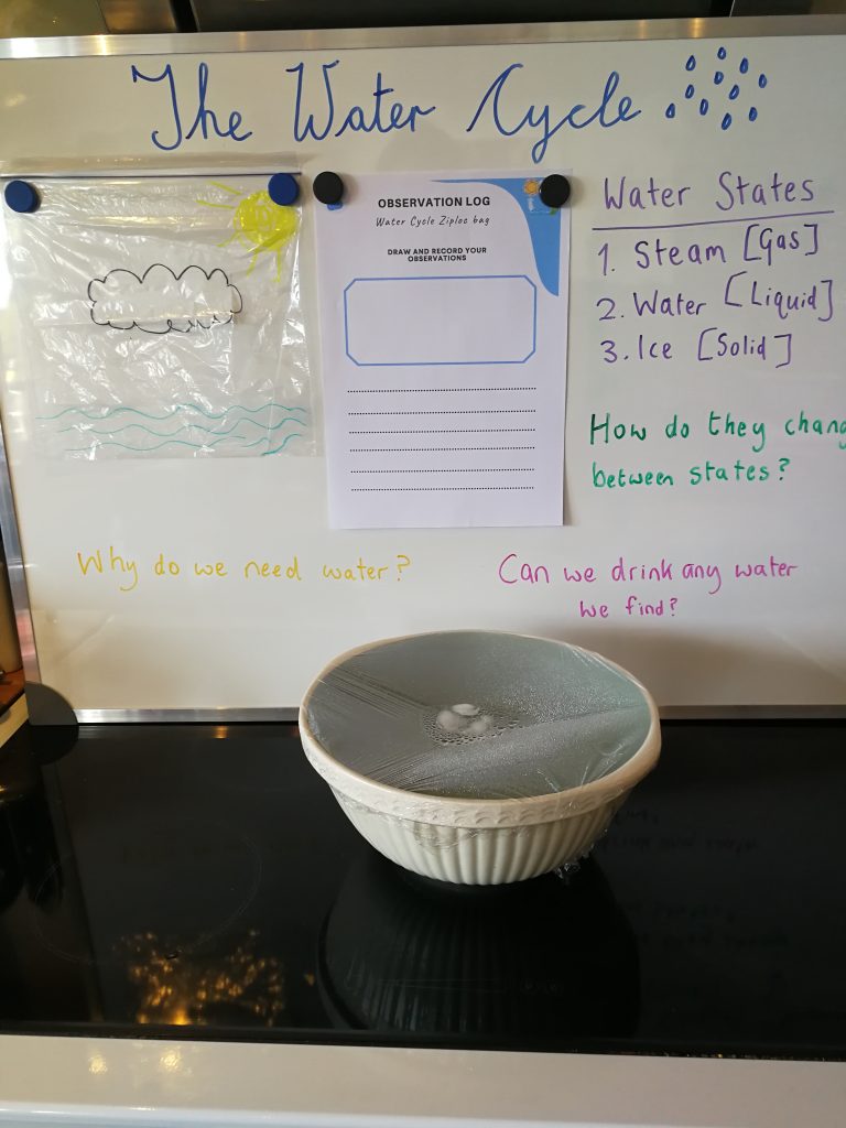 Hands on experiment to demonstrate the Water Cycle