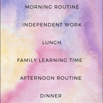 Image of a basic home education daily routine
