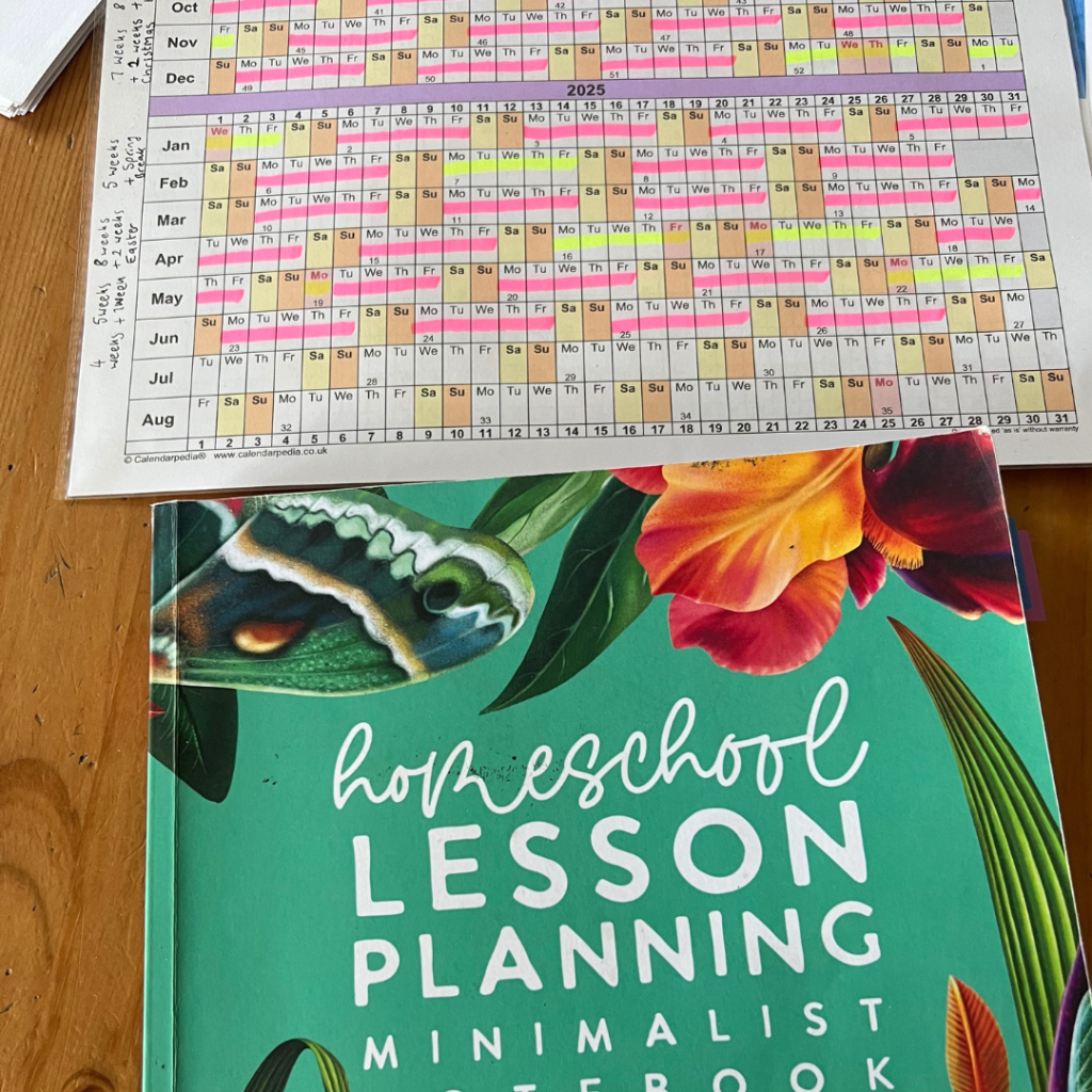 A year to view academic calendar and homeschool lesson planner